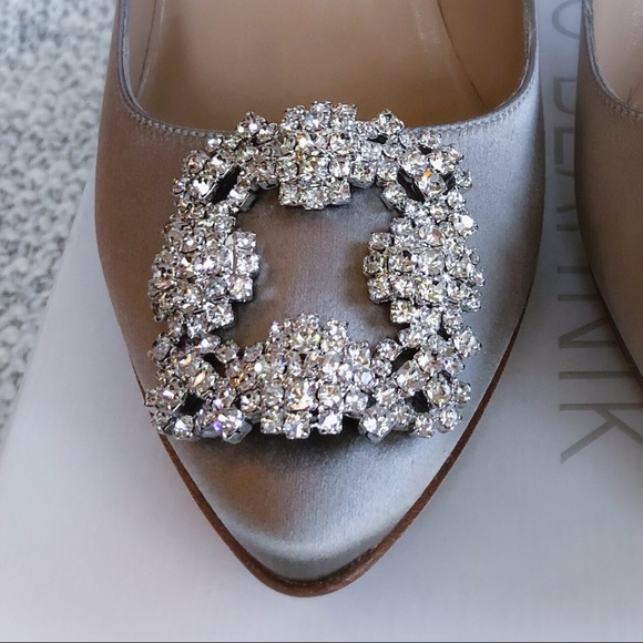 NWOT✨Manolo Blahnik Hangisi 70mm Satin Grey Pumps - Picture 7 of 8